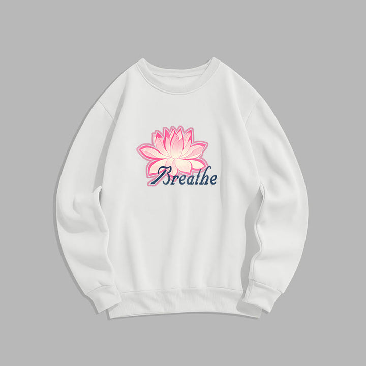 Sweat-shirt à col rond doublé en polaire Buddha Stones BREATHE Lotus