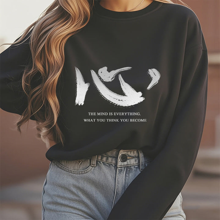 Sweat-shirt en polyester doublé polaire Buddha Stones Xin The Mind Is Everything