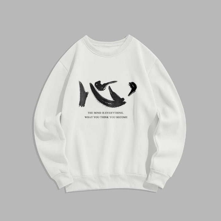 Sweat-shirt en polyester doublé polaire Buddha Stones Xin The Mind Is Everything