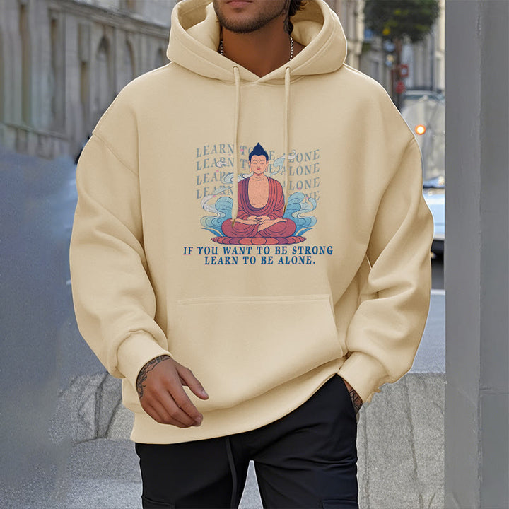 Sweat à capuche en polyester doublé polaire Buddha Stones Learn To Be Alone