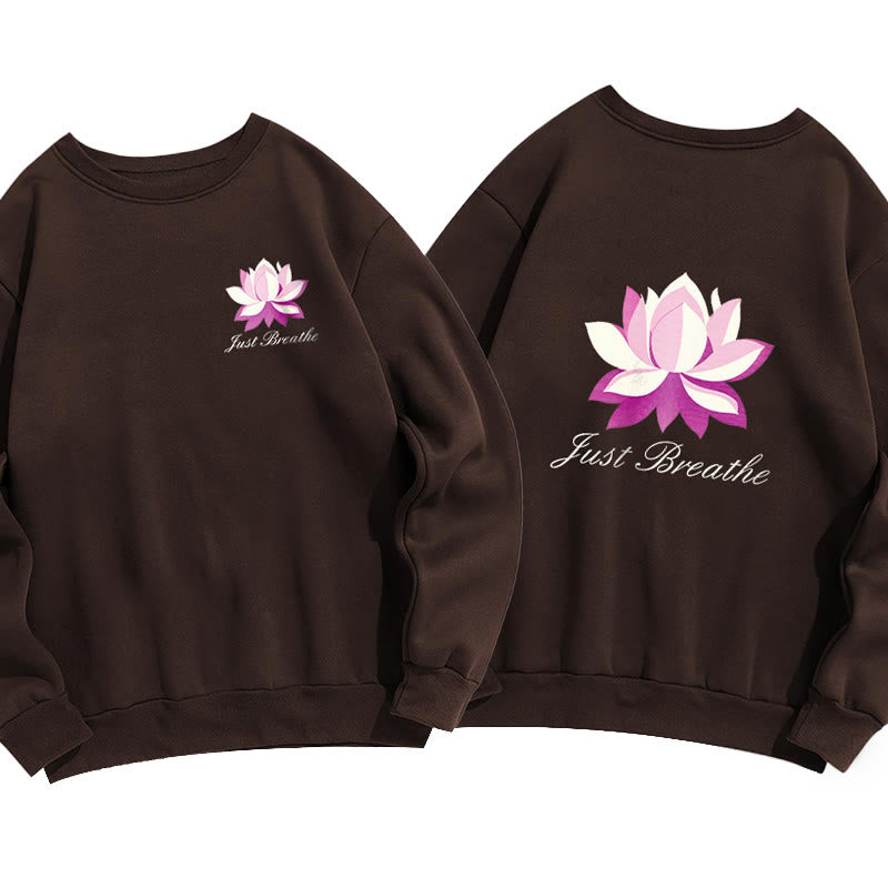 Sweat-shirt en polyester doublé polaire Buddha Stones Lotus Just Breathe
