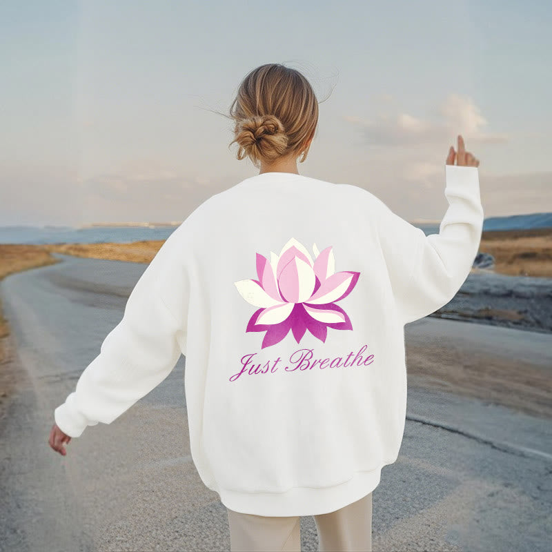Sweat-shirt en polyester doublé polaire Buddha Stones Lotus Just Breathe
