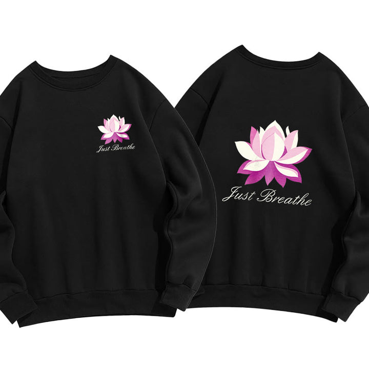 Sweat-shirt en polyester doublé polaire Buddha Stones Lotus Just Breathe