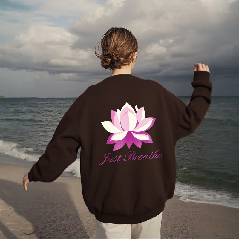 Sweat-shirt en polyester doublé polaire Buddha Stones Lotus Just Breathe