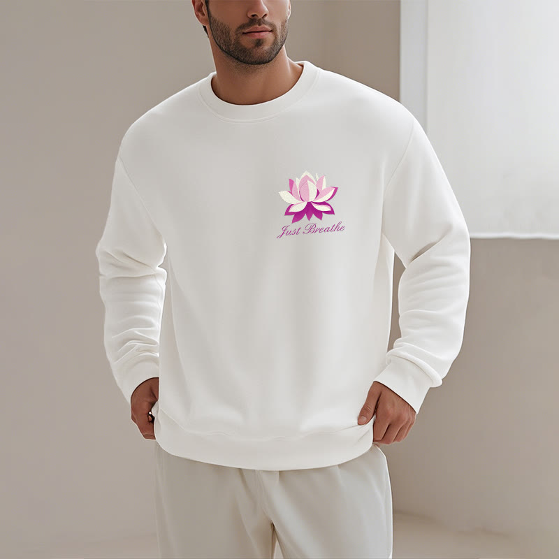 Sweat-shirt en polyester doublé polaire Buddha Stones Lotus Just Breathe