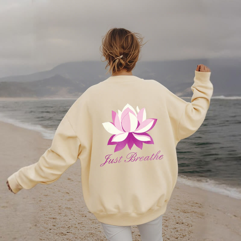 Sweat-shirt en polyester doublé polaire Buddha Stones Lotus Just Breathe