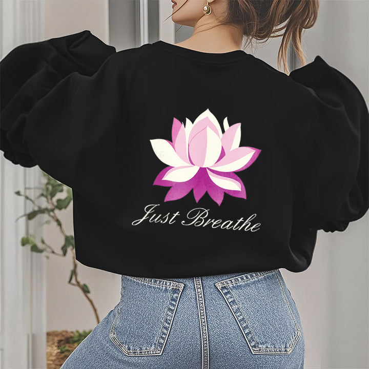 Sweat-shirt en polyester doublé polaire Buddha Stones Lotus Just Breathe