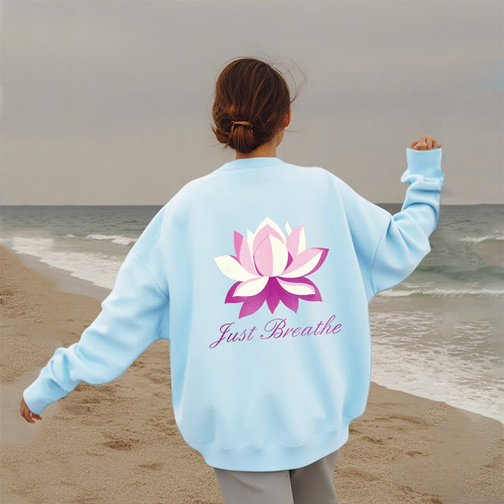 Sweat-shirt en polyester doublé polaire Buddha Stones Lotus Just Breathe