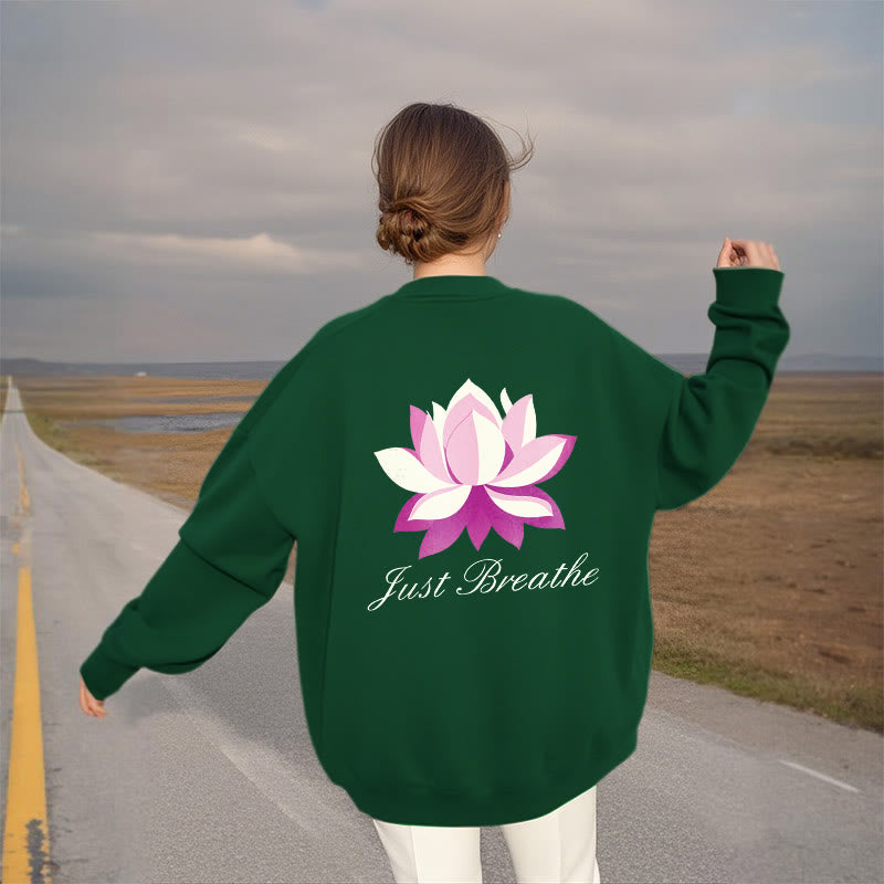 Sweat-shirt en polyester doublé polaire Buddha Stones Lotus Just Breathe