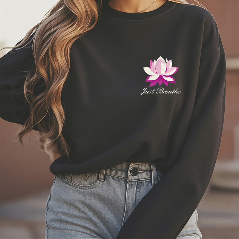 Sweat-shirt en polyester doublé polaire Buddha Stones Lotus Just Breathe