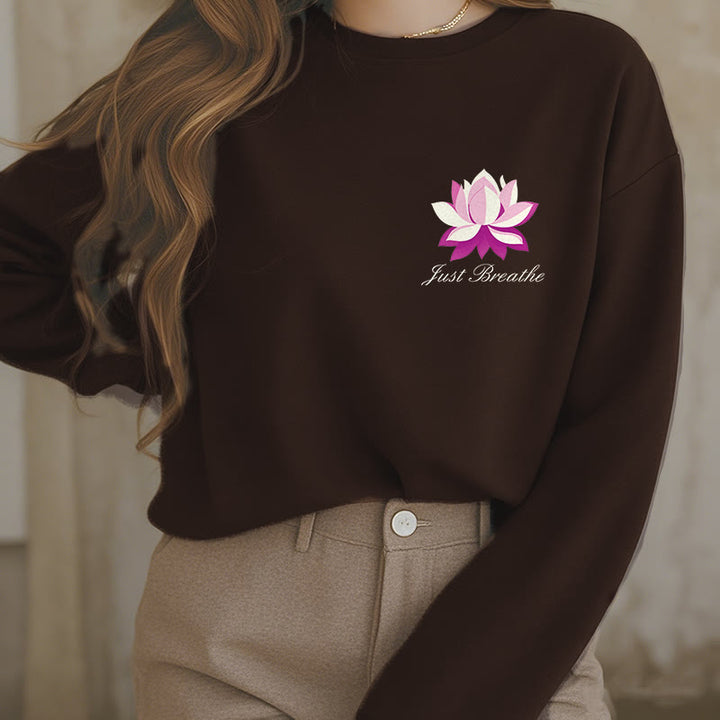 Sweat-shirt en polyester doublé polaire Buddha Stones Lotus Just Breathe