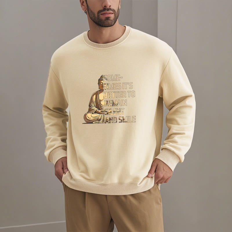 Buddha Stones Parfois, il vaut mieux rester silencieux et sourire Sweat-shirt doublé en polaire