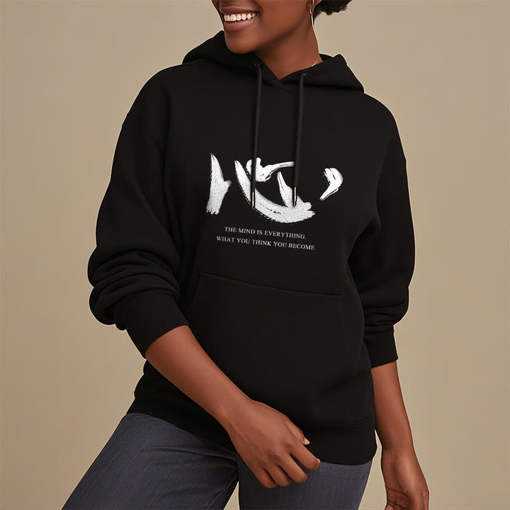 Sweat à capuche en polyester doublé polaire Buddha Stones Xin The Mind Is Everything
