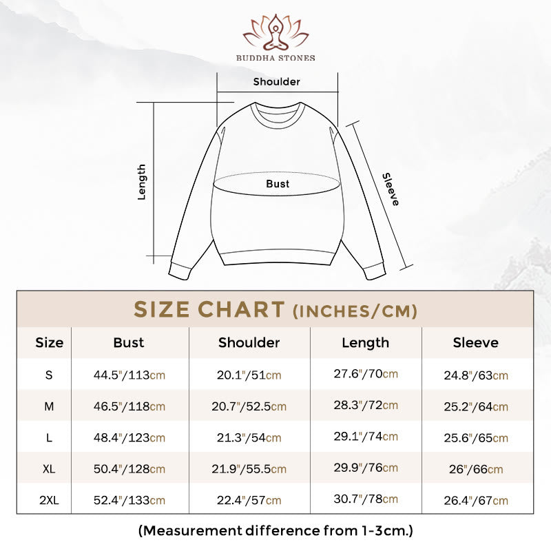 Sweat-shirt en polyester doublé polaire Buddha Stones Fu La bonne fortune vient d'un cœur compatissant