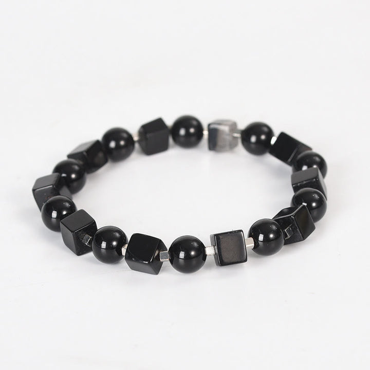 Bracelet de purification en obsidienne noire avec divers cristaux et Buddha Stones