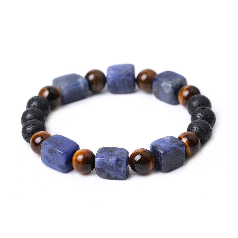 Bracelet de soutien en pierre de lave et Buddha Stones en forme de cube avec cristaux divers