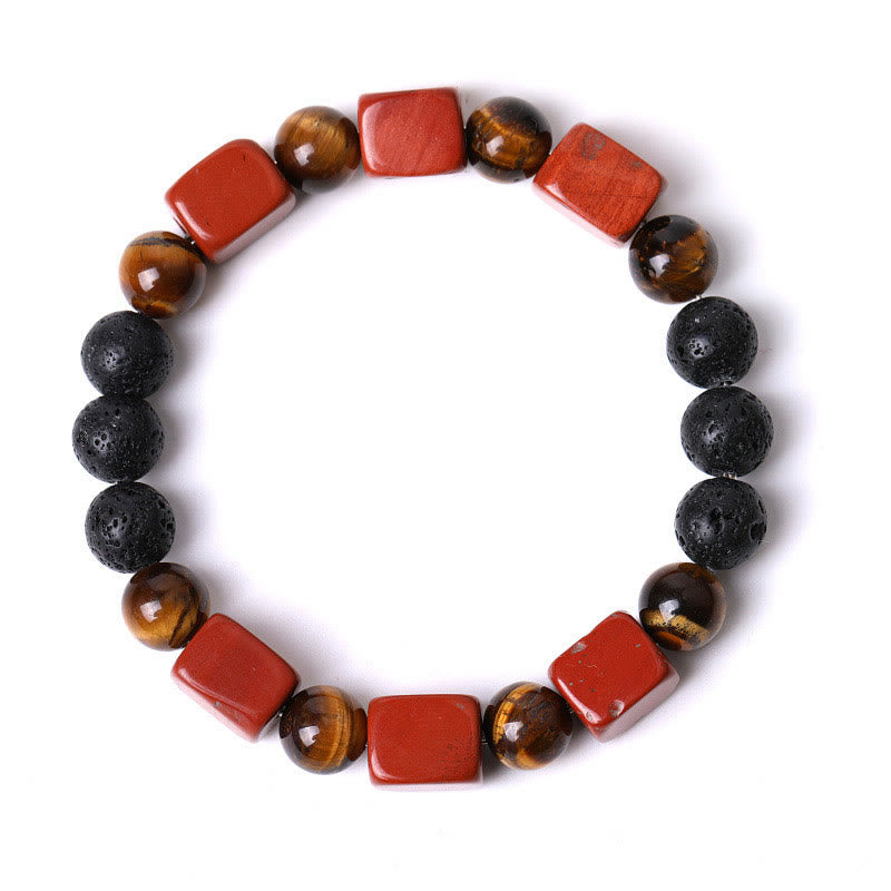 Bracelet de soutien en pierre de lave et Buddha Stones en forme de cube avec cristaux divers