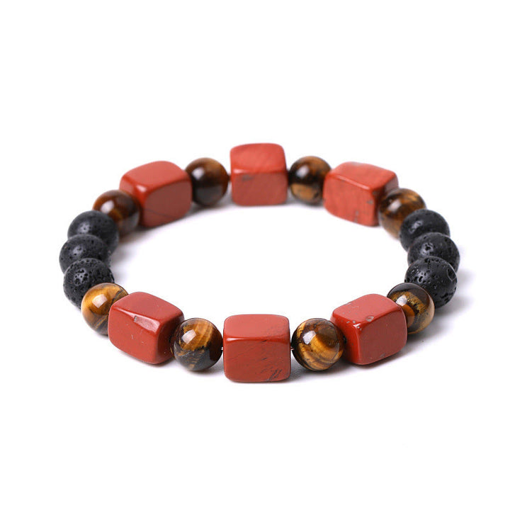 Bracelet de soutien en pierre de lave et Buddha Stones en forme de cube avec cristaux divers