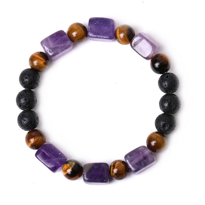 Bracelet de soutien en pierre de lave et Buddha Stones en forme de cube avec cristaux divers