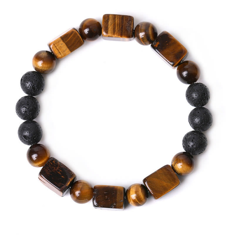 Bracelet de soutien en pierre de lave et Buddha Stones en forme de cube avec cristaux divers