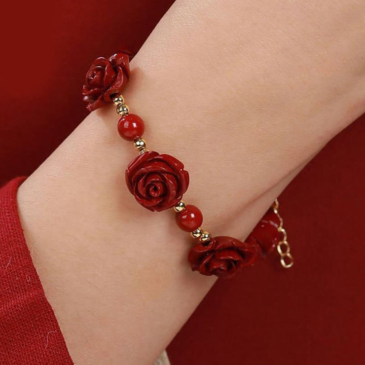 Bracelet de bénédiction en Buddha Stones et rose cinabre