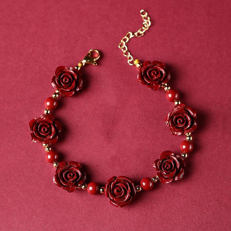 Bracelet de bénédiction en Buddha Stones et rose cinabre
