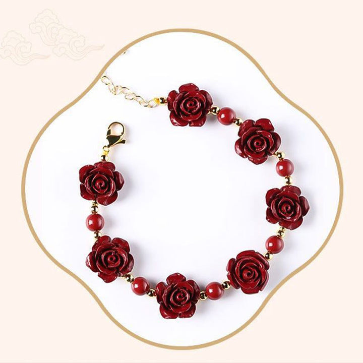 Bracelet de bénédiction en Buddha Stones et rose cinabre