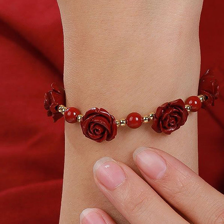 Bracelet de bénédiction en Buddha Stones et rose cinabre