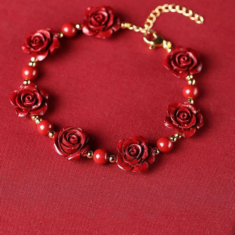 Bracelet de bénédiction en Buddha Stones et rose cinabre