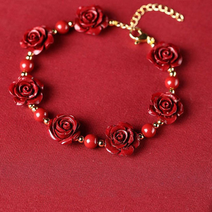 Bracelet de bénédiction en Buddha Stones et rose cinabre