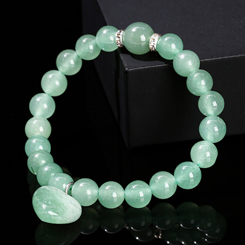 Bracelet d'équilibre en forme de cœur Buddha Stones et cristaux variés en aventurine verte