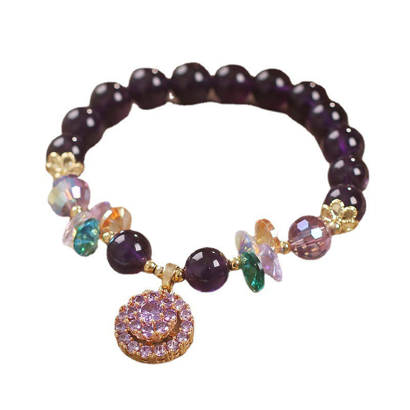 Bracelet de conscience spirituelle en Buddha Stones, améthyste, cristal vert, citrine, cristal blanc