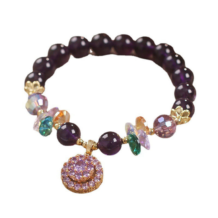 Bracelet de conscience spirituelle en Buddha Stones, améthyste, cristal vert, citrine, cristal blanc