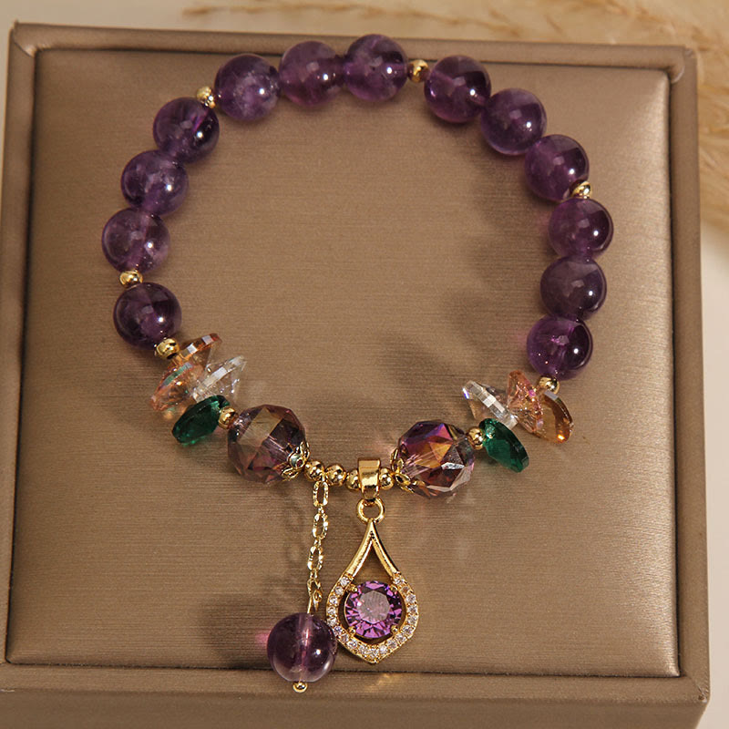 Bracelet de conscience spirituelle en Buddha Stones, améthyste, cristal vert, citrine, cristal blanc