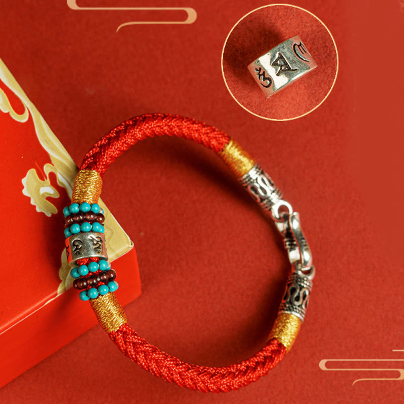 Bracelet de connexion en argent sterling 925 avec six mots vrais et fil rouge et fil noir Buddha Stones - image 13