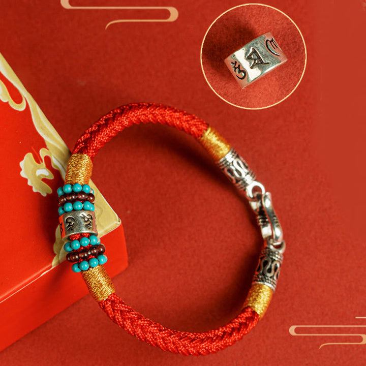 Bracelet de connexion en argent sterling 925 avec six mots vrais et fil rouge et fil noir Buddha Stones - image 13