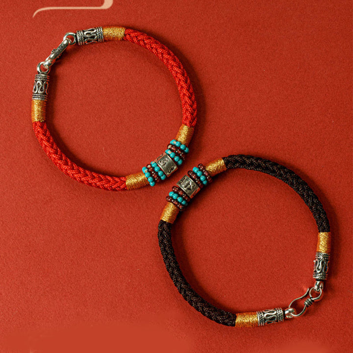 Bracelet de connexion en argent sterling 925 avec six mots vrais et fil rouge et fil noir Buddha Stones - image 16