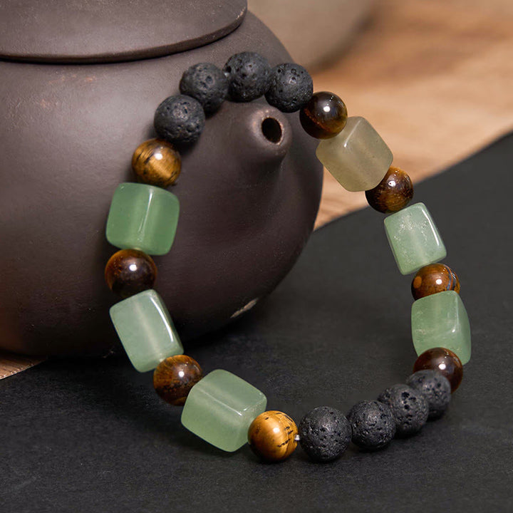 Bracelet de soutien en pierre de lave et Buddha Stones en forme de cube avec cristaux divers