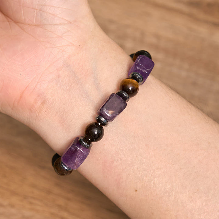 Bracelet de soutien en pierre de lave et Buddha Stones en forme de cube avec cristaux divers