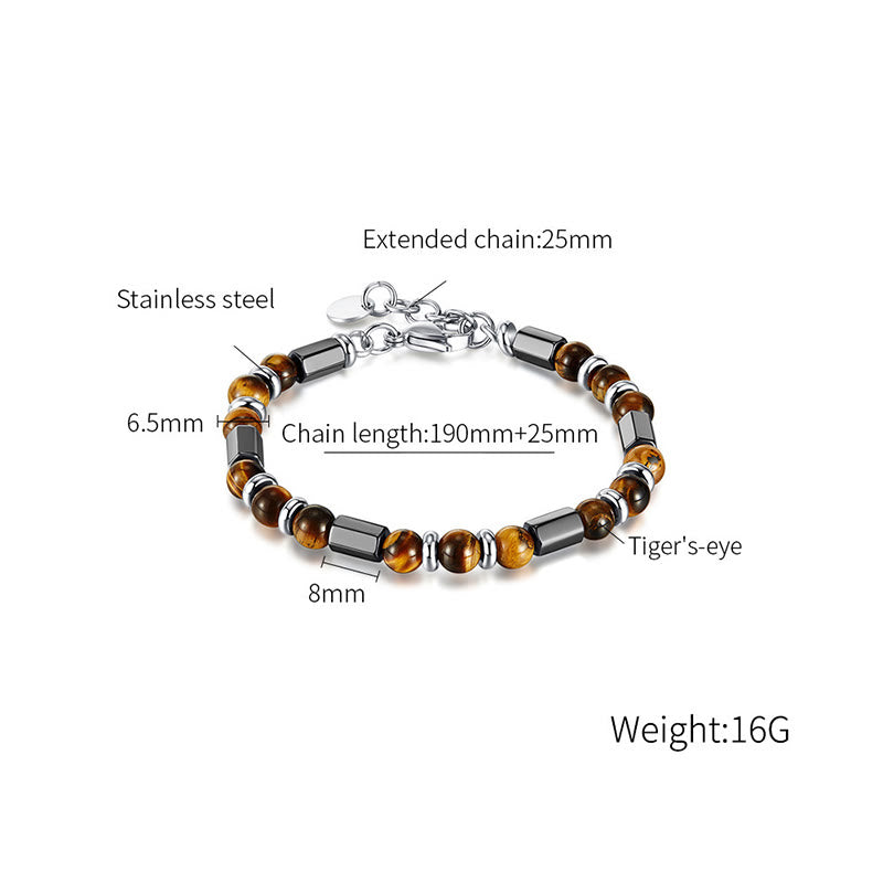 Bracelet chaîne à boucle en hématite œil de tigre et Buddha Stones