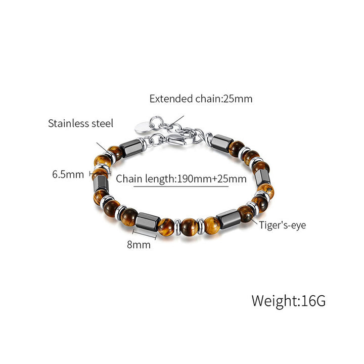 Bracelet chaîne à boucle en hématite œil de tigre et Buddha Stones