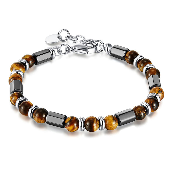 Bracelet chaîne à boucle en hématite œil de tigre et Buddha Stones