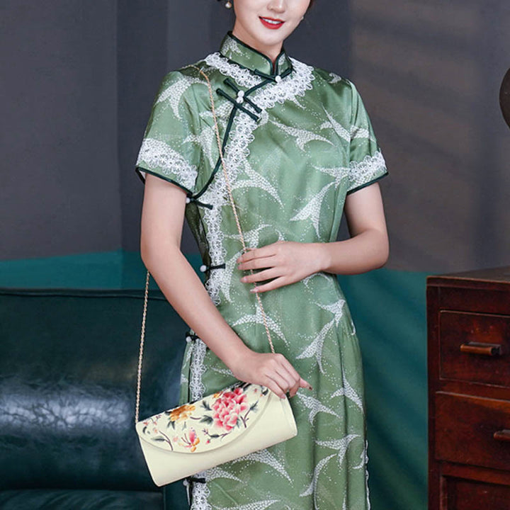 Buddha Stones Pivoine Tulipe Su Broderie Mariage Shopping Sac à main Sac à bandoulière