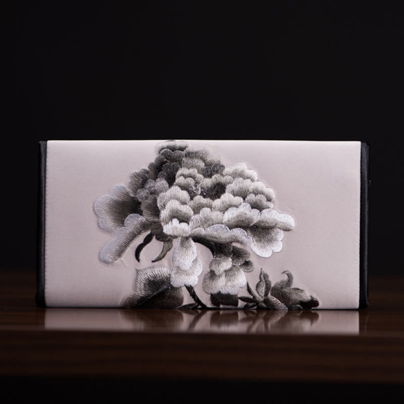 Sac à main long avec broderie Buddha Stones Pivoine Flower Su Journey Shopping