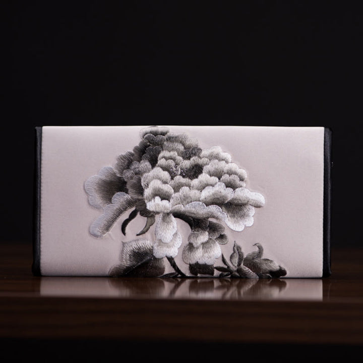 Sac à main long avec broderie Buddha Stones Pivoine Flower Su Journey Shopping