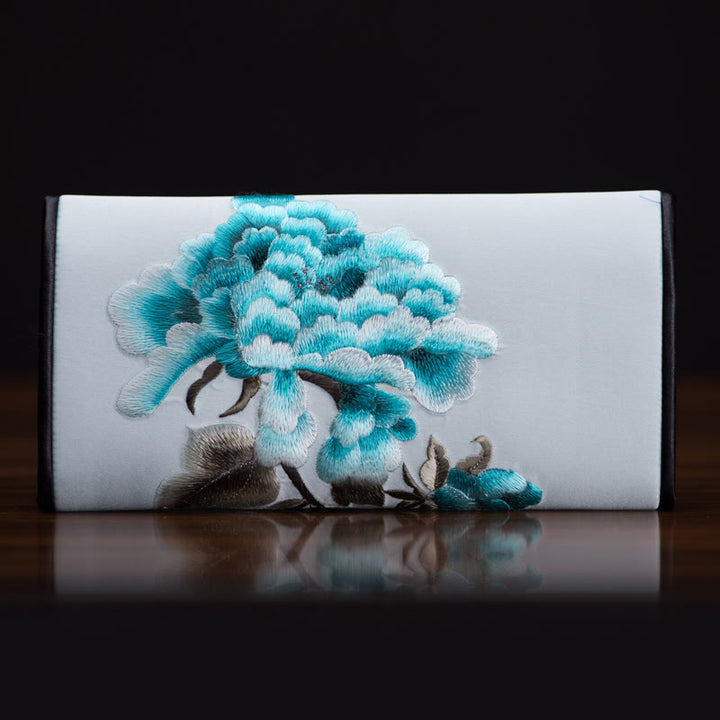 Sac à main long avec broderie Buddha Stones Pivoine Flower Su Journey Shopping