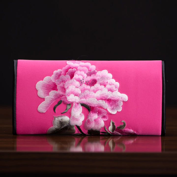 Sac à main long avec broderie Buddha Stones Pivoine Flower Su Journey Shopping