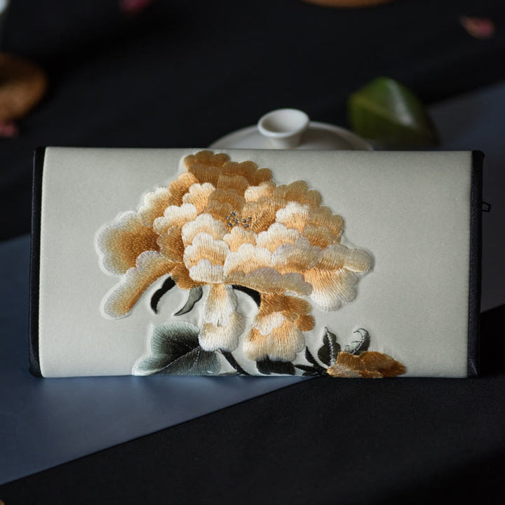 Sac à main long avec broderie Buddha Stones Pivoine Flower Su Journey Shopping