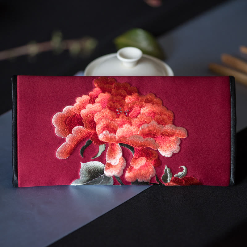 Sac à main long avec broderie Buddha Stones Pivoine Flower Su Journey Shopping