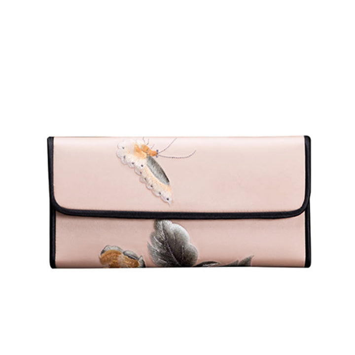 Sac à main long avec broderie Buddha Stones Pivoine Flower Su Journey Shopping